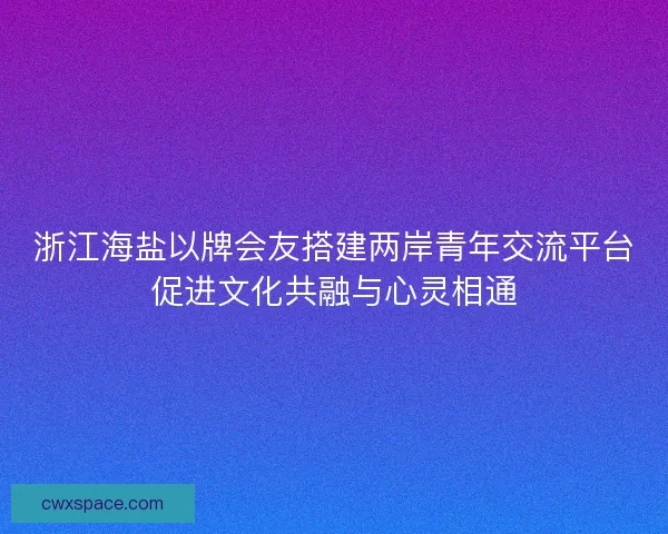 浙江海盐以牌会友搭建两岸青年交流平台促进文化共融与心灵相通