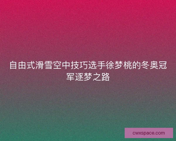 自由式滑雪空中技巧选手徐梦桃的冬奥冠军逐梦之路